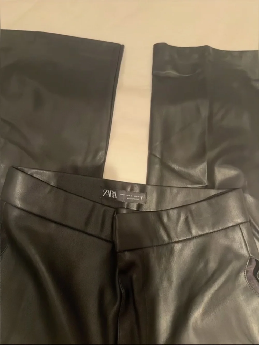 Zara Black Faux Leather cut out Pants
